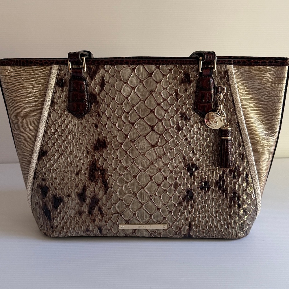 Brahmin Burgundy and Tan Interior Tote